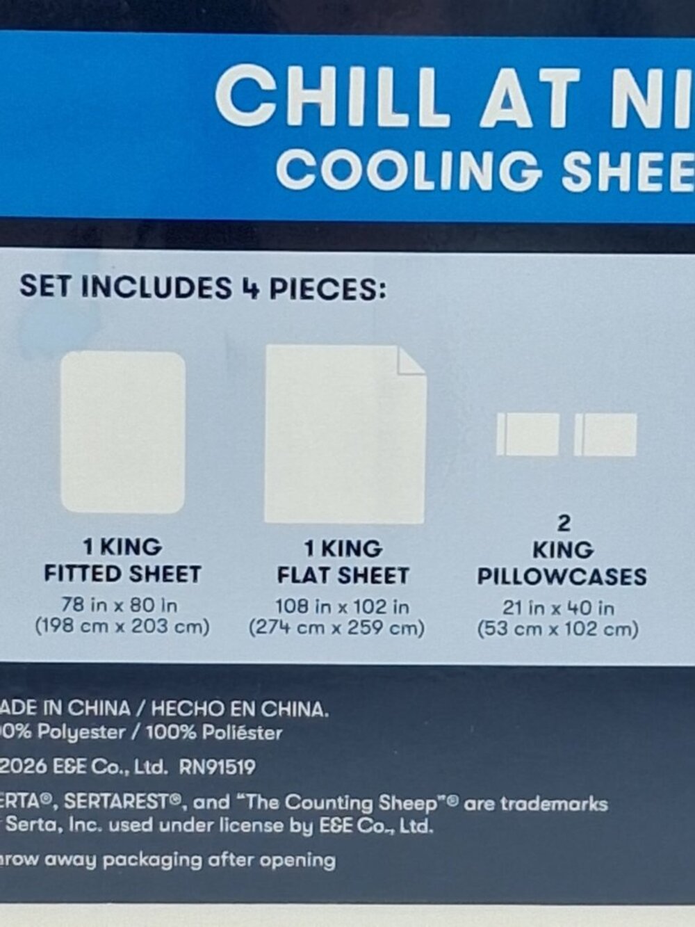 Serta Chill Nights Cream Ivory King 4 Pc Bed Sheet Set SertaRest Cooling Soft - Picture 6 of 7